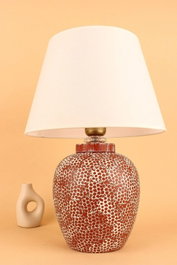 Opviq Lámpara de mesa de cerámica YL684 rojo y blanco